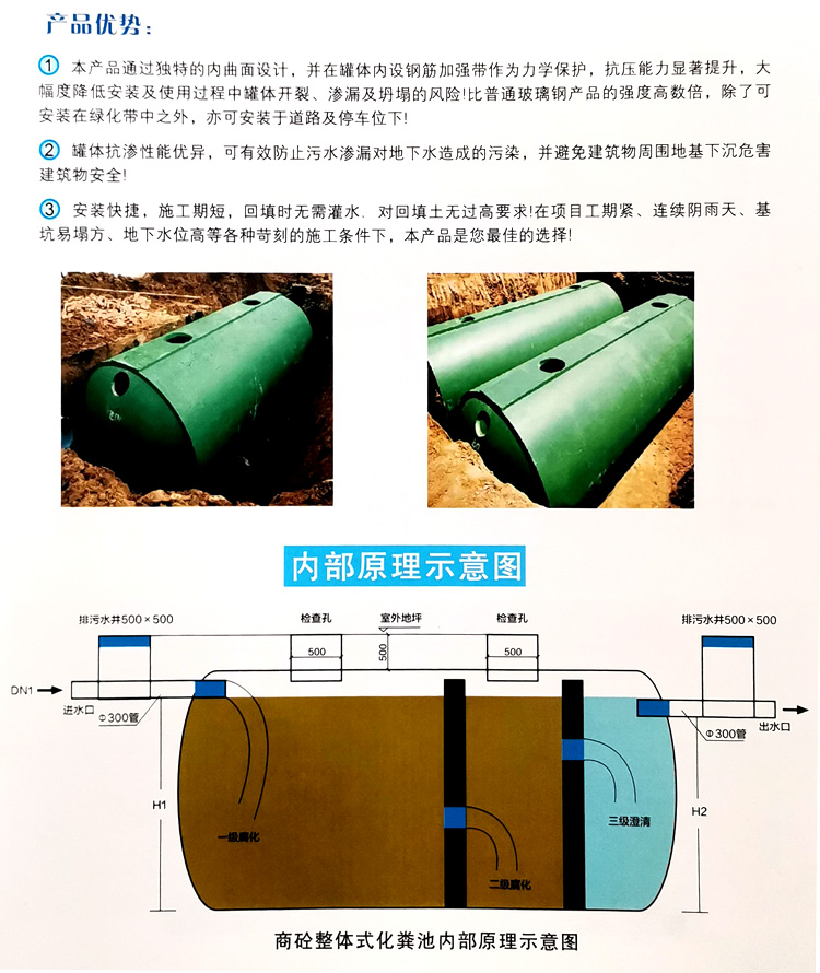 崖城镇玻璃钢化粪池